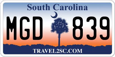SC license plate MGD839