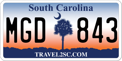 SC license plate MGD843