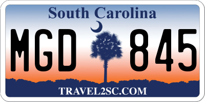 SC license plate MGD845
