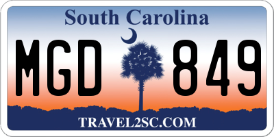 SC license plate MGD849