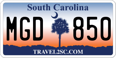 SC license plate MGD850