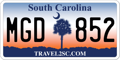 SC license plate MGD852