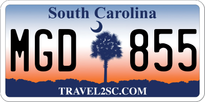 SC license plate MGD855