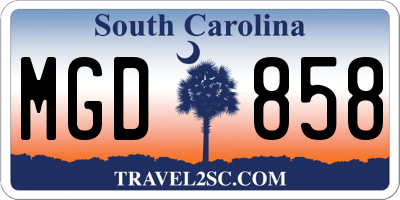 SC license plate MGD858