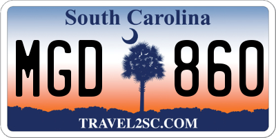 SC license plate MGD860
