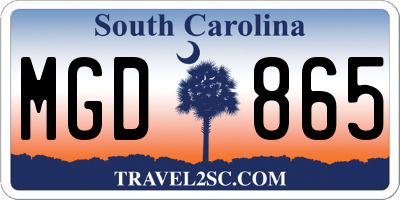 SC license plate MGD865