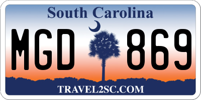 SC license plate MGD869