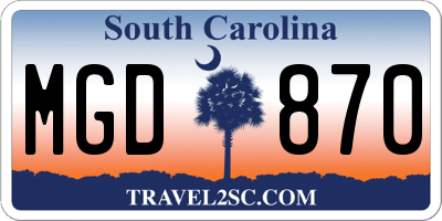 SC license plate MGD870