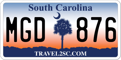 SC license plate MGD876