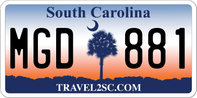 SC license plate MGD881