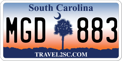 SC license plate MGD883