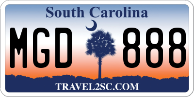 SC license plate MGD888