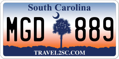 SC license plate MGD889