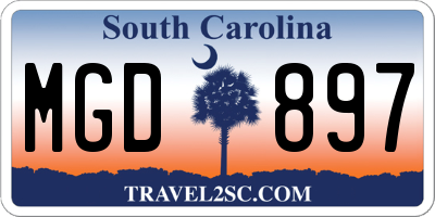 SC license plate MGD897