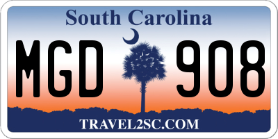 SC license plate MGD908