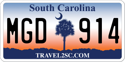 SC license plate MGD914