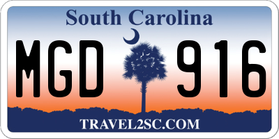 SC license plate MGD916
