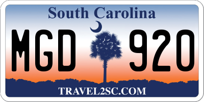 SC license plate MGD920