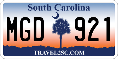 SC license plate MGD921