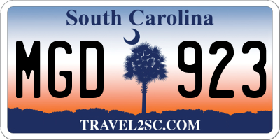 SC license plate MGD923