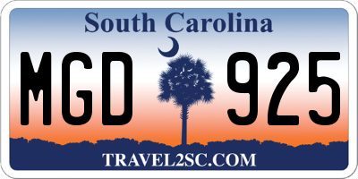 SC license plate MGD925