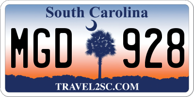 SC license plate MGD928