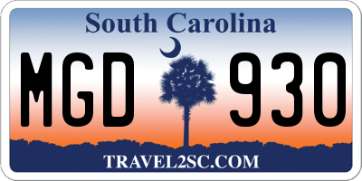 SC license plate MGD930