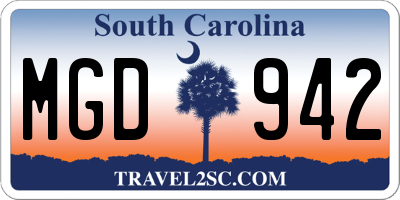 SC license plate MGD942