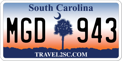 SC license plate MGD943