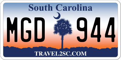 SC license plate MGD944