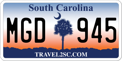 SC license plate MGD945