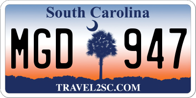 SC license plate MGD947