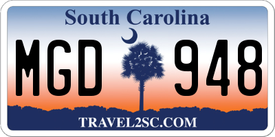 SC license plate MGD948