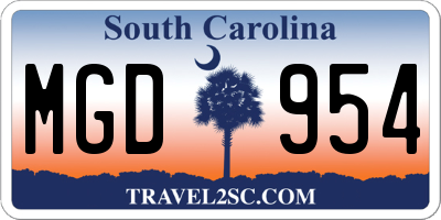 SC license plate MGD954