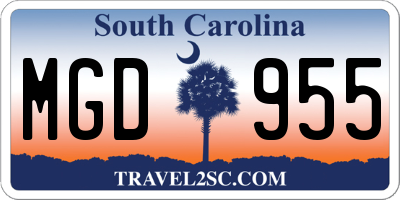 SC license plate MGD955