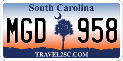 SC license plate MGD958