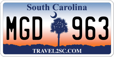 SC license plate MGD963