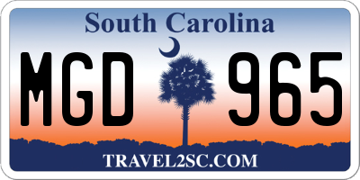 SC license plate MGD965