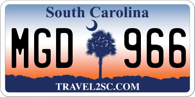 SC license plate MGD966
