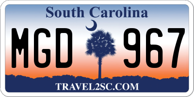 SC license plate MGD967