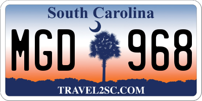 SC license plate MGD968