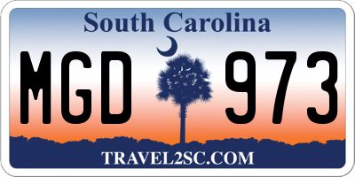 SC license plate MGD973