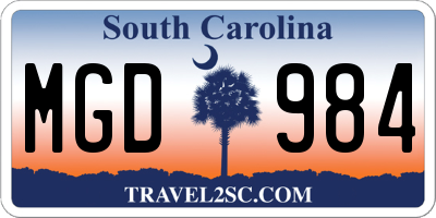 SC license plate MGD984