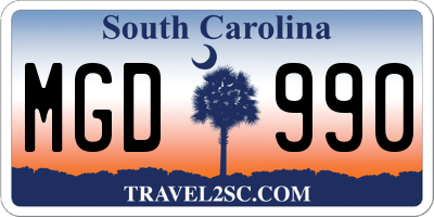 SC license plate MGD990