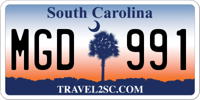 SC license plate MGD991
