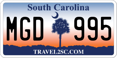 SC license plate MGD995