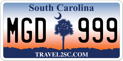 SC license plate MGD999