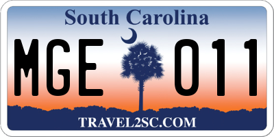SC license plate MGE011