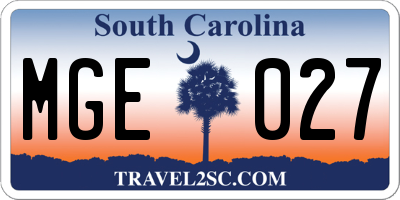 SC license plate MGE027
