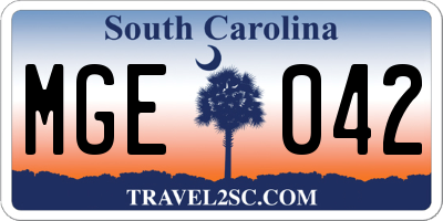 SC license plate MGE042
